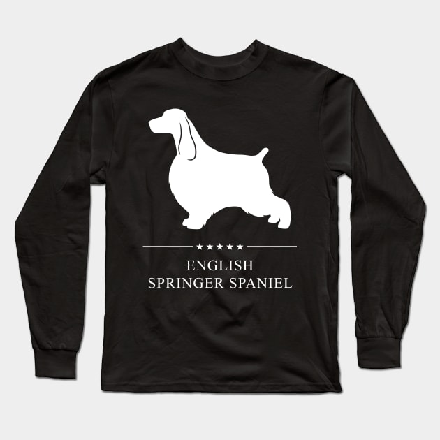 English Springer Spaniel Dog White Silhouette Long Sleeve T-Shirt by millersye